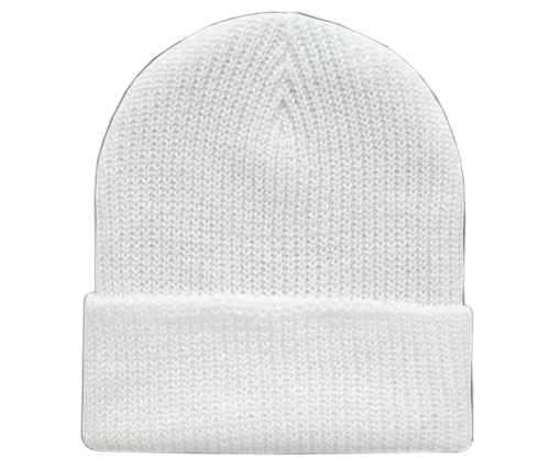 white wooly hat